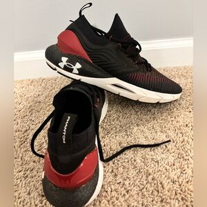 Red and Black Under Armor Tennis Shoes